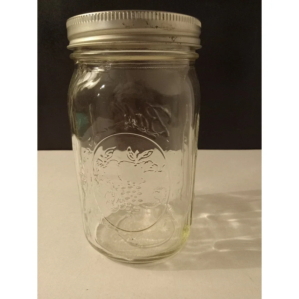 GENUINE Sculptured Grapes Glass Ball #67 Wide Mouth Mason Jar 800ml 3-Cups